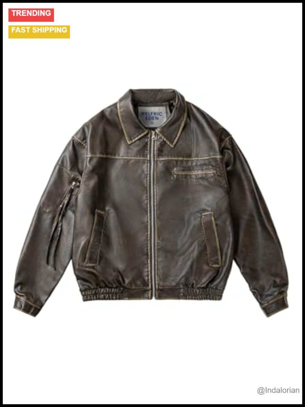 Faux Leather Cropped Jacket Multi Pocket Retro Casual Trendy